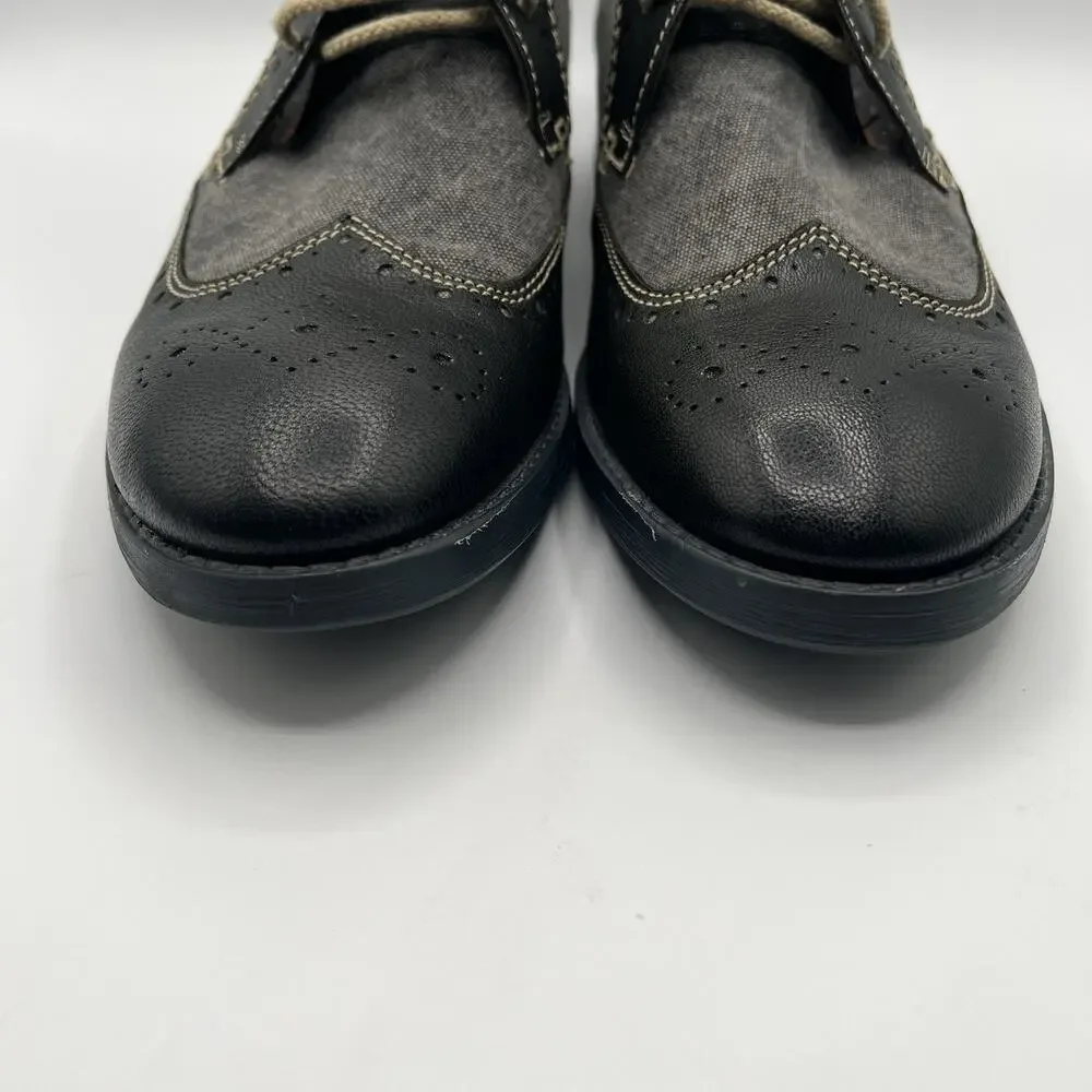 Clarks Delsin Wing Mens Wingtip Brogue Oxford Shoes Size 9.5 Black Leather Gray